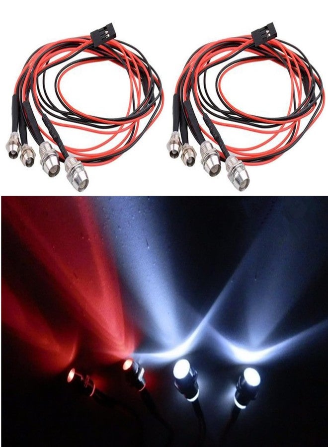 Chanmoo 2Pack 4Leds RC Car LED Lights White Headlights Red Taillight Kit Accessories for RC Buggy Truck Tank Crawler Car SCX10 SCX24 TRX4 TRX6 Slash Rustler Redcat 4WD Traxxas HSP Tamiya Redcat - Image 1